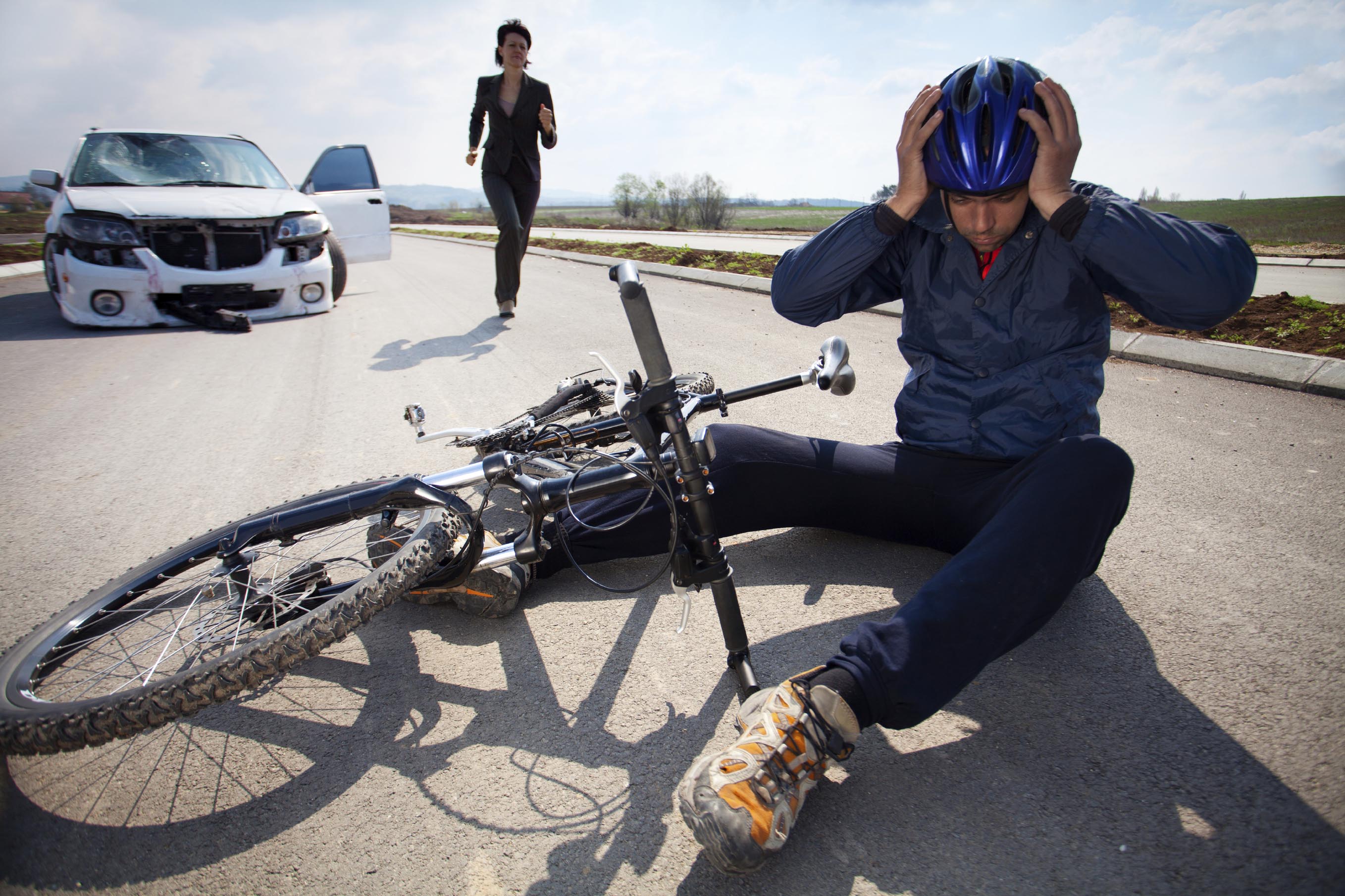 Road accident. Car and bicycle